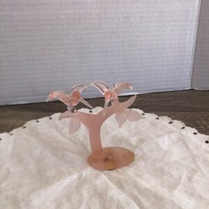 Vtg Blown Glass Hummingbirds on Branch Figurine